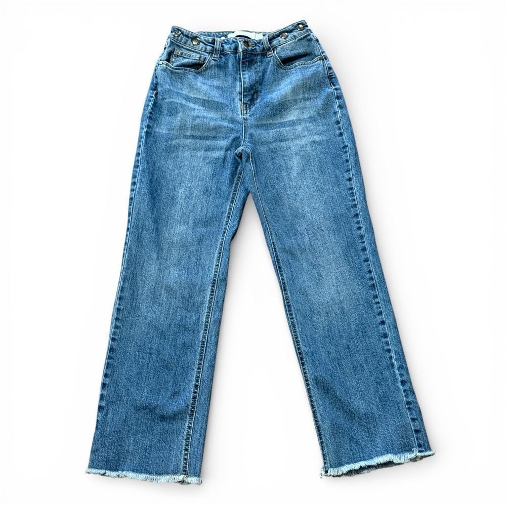 Kittenish x Flag & Anthem High Waist Raw Hem Jeans Blue Size 0 / 25 KNHO23DN375W